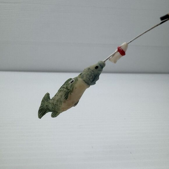 Fisherman Santa Ornament Christmas Fishing Pole & Fish Cute Holiday Decor - Picture 6 of 9